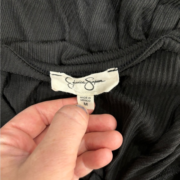 Jessica Simpson Black Sleeveless Shoulder Tie Midi Dress Size Medium - Picture 2 of 3